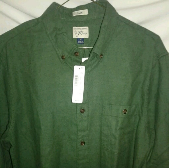 J CREW Green Long Sleeve Slim Fit Shirt Size M - Picture 2 of 7